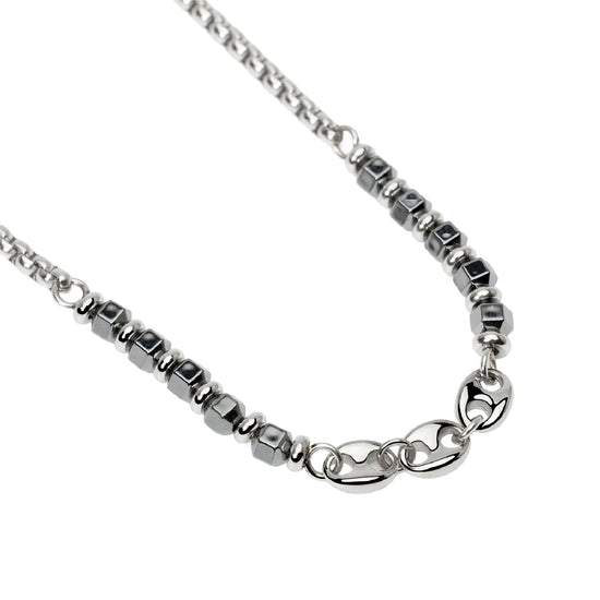 Collana catena Kidult Style 63 in acciaio ed ematite uomo MISURA UNICA