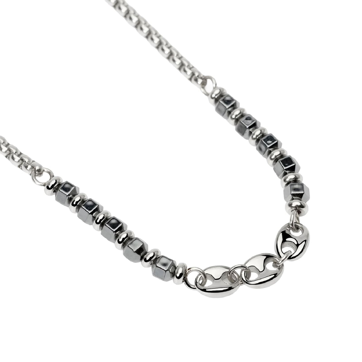 Collana catena Kidult Style 63 in acciaio ed ematite uomo MISURA UNICA