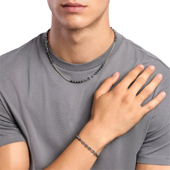 Collana catena Kidult Style 63 in acciaio ed ematite uomo MISURA UNICA