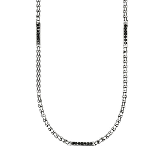 Collana catena veneta Kidult Style 64 in acciaio cristalli MISURA UNICA