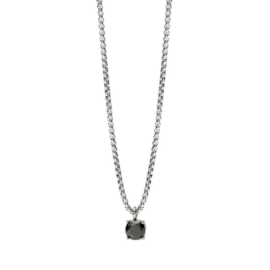 Collana catena veneta Kidult Style 53 in acciaio zircone nero MISURA UNICA