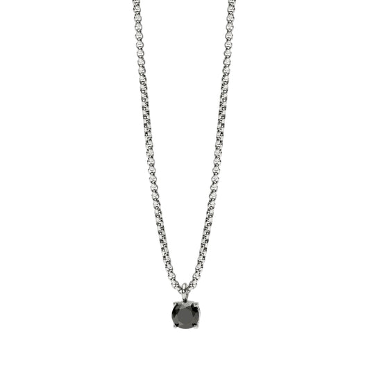 Collana catena veneta Kidult Style 53 in acciaio zircone nero MISURA UNICA