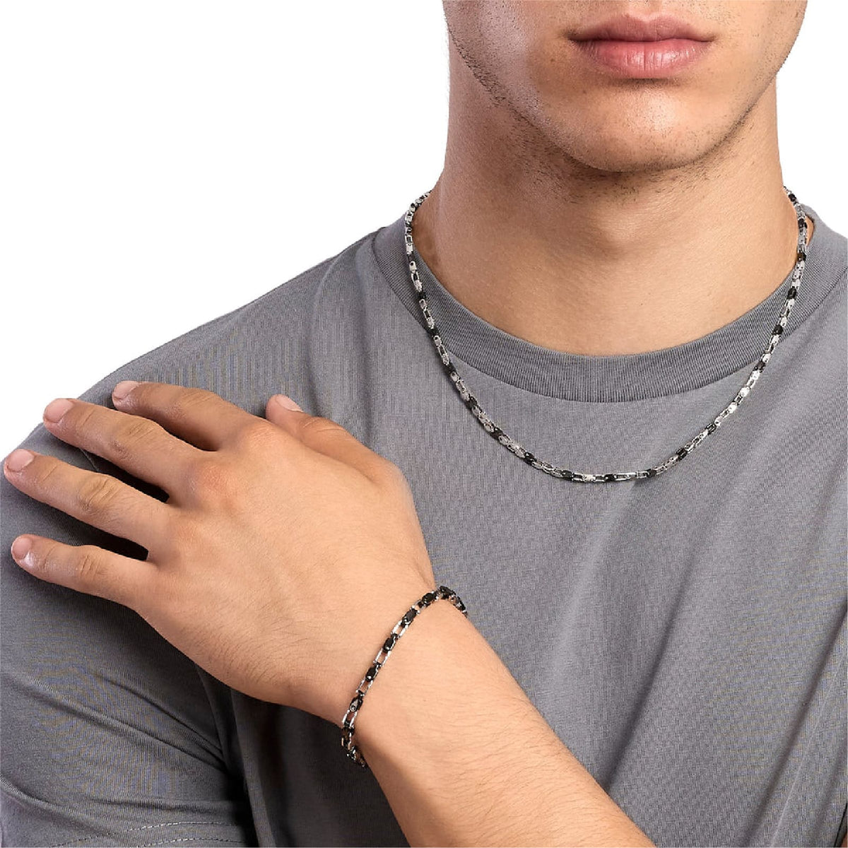 Collana catena Kidult Style 61 in acciaio e pvd nero MISURA UNICA