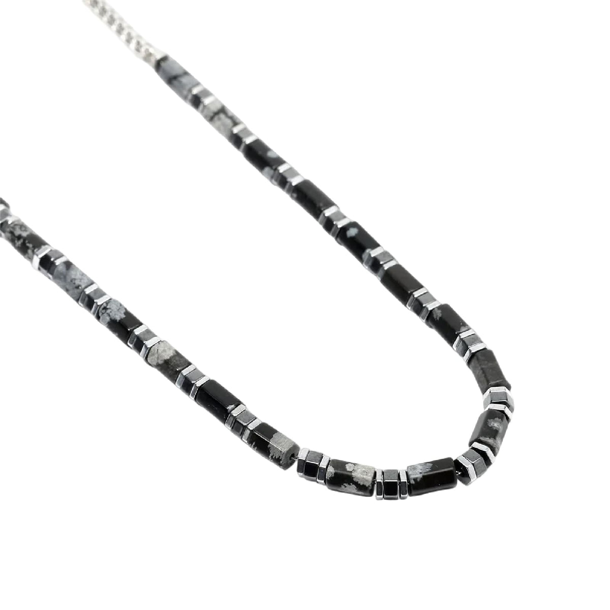 Collana catena Kidult Style 65 in acciaio agata ossidiana MISURA UNICA
