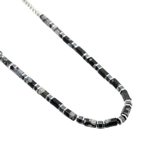 Collana catena Kidult Style 65 in acciaio agata ossidiana MISURA UNICA