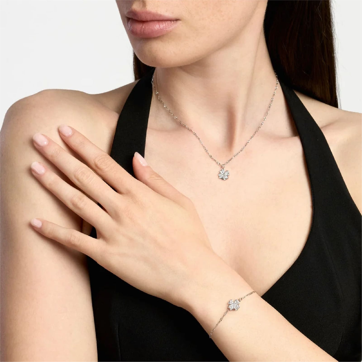 Collana catena fancy Kidult Style 99 in acciaio quadrifoglio MISURA UNICA