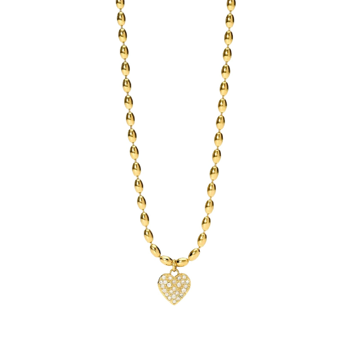 Collana Kidult Style 98 in acciaio palline cuore cristalli MISURA UNICA