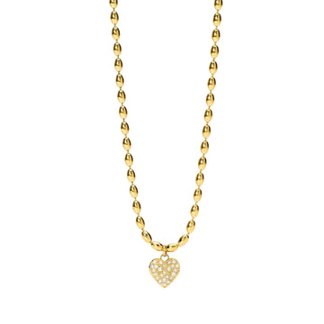Collana Kidult Style 98 in acciaio palline cuore cristalli MISURA UNICA