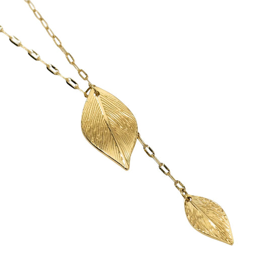 Collana catena Kidult Style 91 in acciaio dorato foglie MISURA UNICA