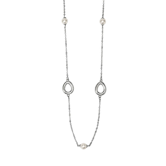 Collana catena rolò Kidult Style 92 in acciaio e perle MISURA UNICA