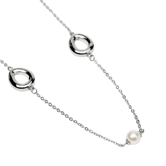 Collana catena rolò Kidult Style 92 in acciaio e perle MISURA UNICA