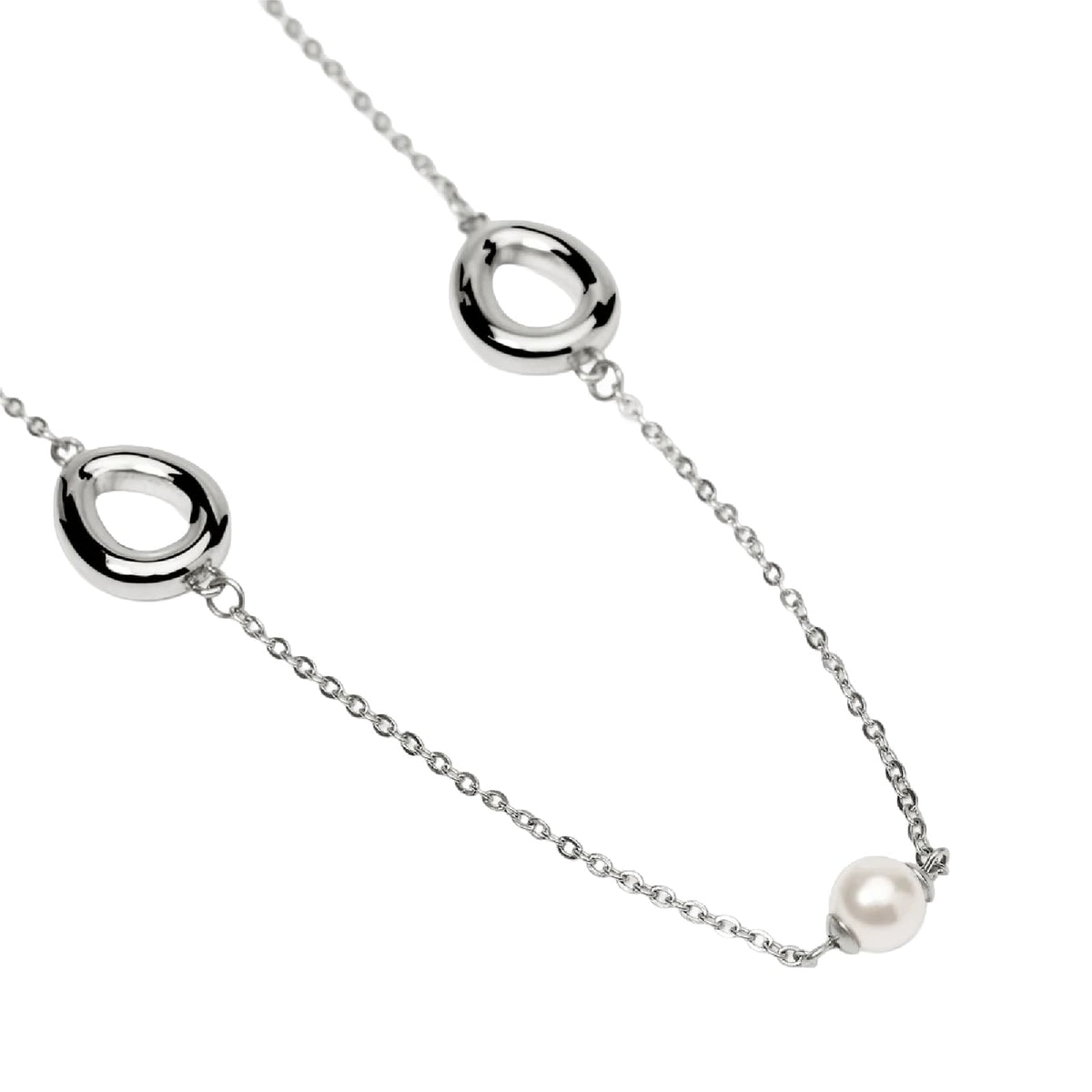 Collana catena rolò Kidult Style 92 in acciaio e perle MISURA UNICA