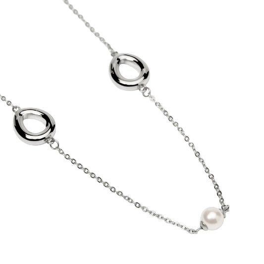 Collana catena rolò Kidult Style 92 in acciaio e perle MISURA UNICA