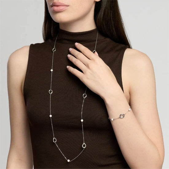 Collana catena rolò Kidult Style 92 in acciaio e perle MISURA UNICA