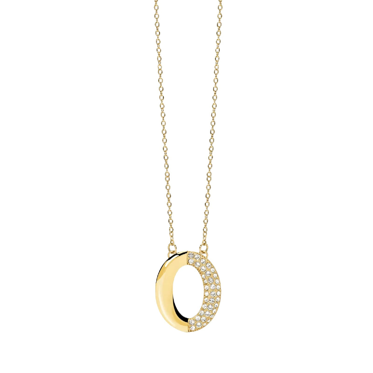 Collana catena forzatina Kidult Style 87 in acciaio cristalli MISURA UNICA