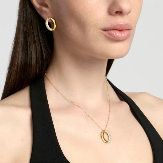 Collana catena forzatina Kidult Style 87 in acciaio cristalli MISURA UNICA