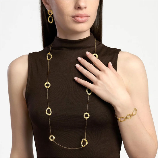 Collana catena rolò Kidult Style 89 in acciaio dorato elementi MISURA UNICA