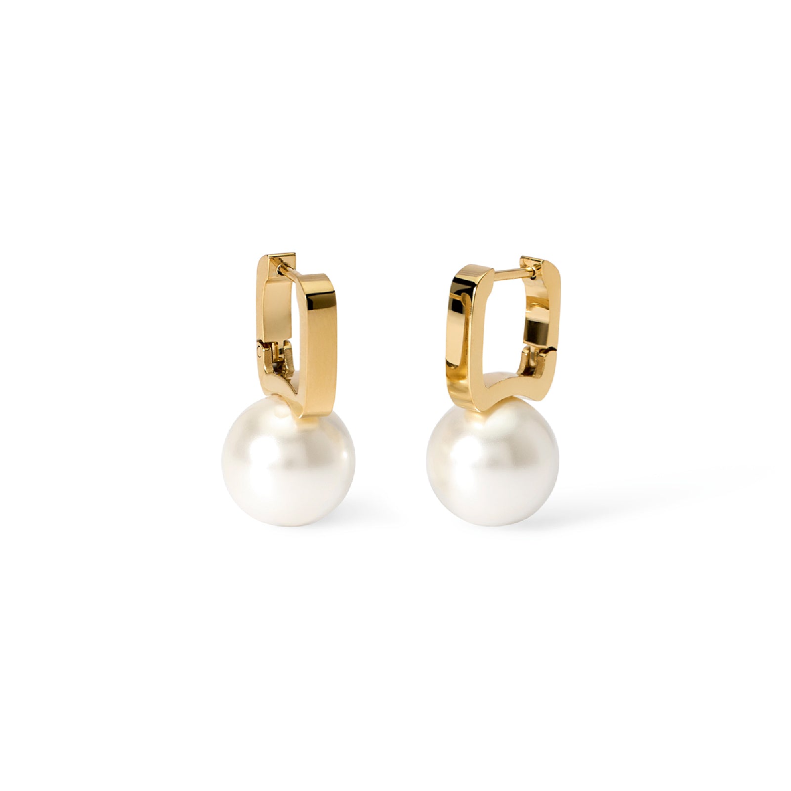 Orecchini squadrati perla conchiglia Kidult Style pvd gold MISURA UNICA