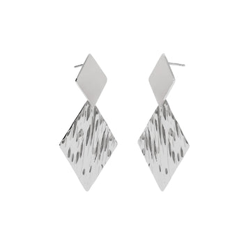 Orecchini pendenti Kidult Style in acciaio con rombi lavorati MISURA UNICA