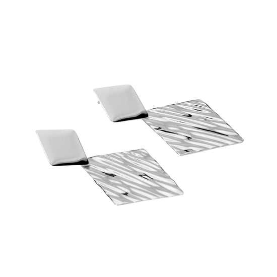 Orecchini pendenti Kidult Style in acciaio con rombi lavorati MISURA UNICA