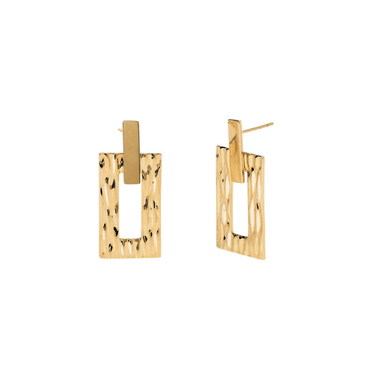 Orecchini pendenti Kidult Style acciaio dorato rettangolari MISURA UNICA