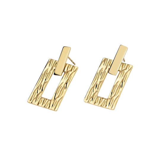 Orecchini pendenti Kidult Style acciaio dorato rettangolari MISURA UNICA