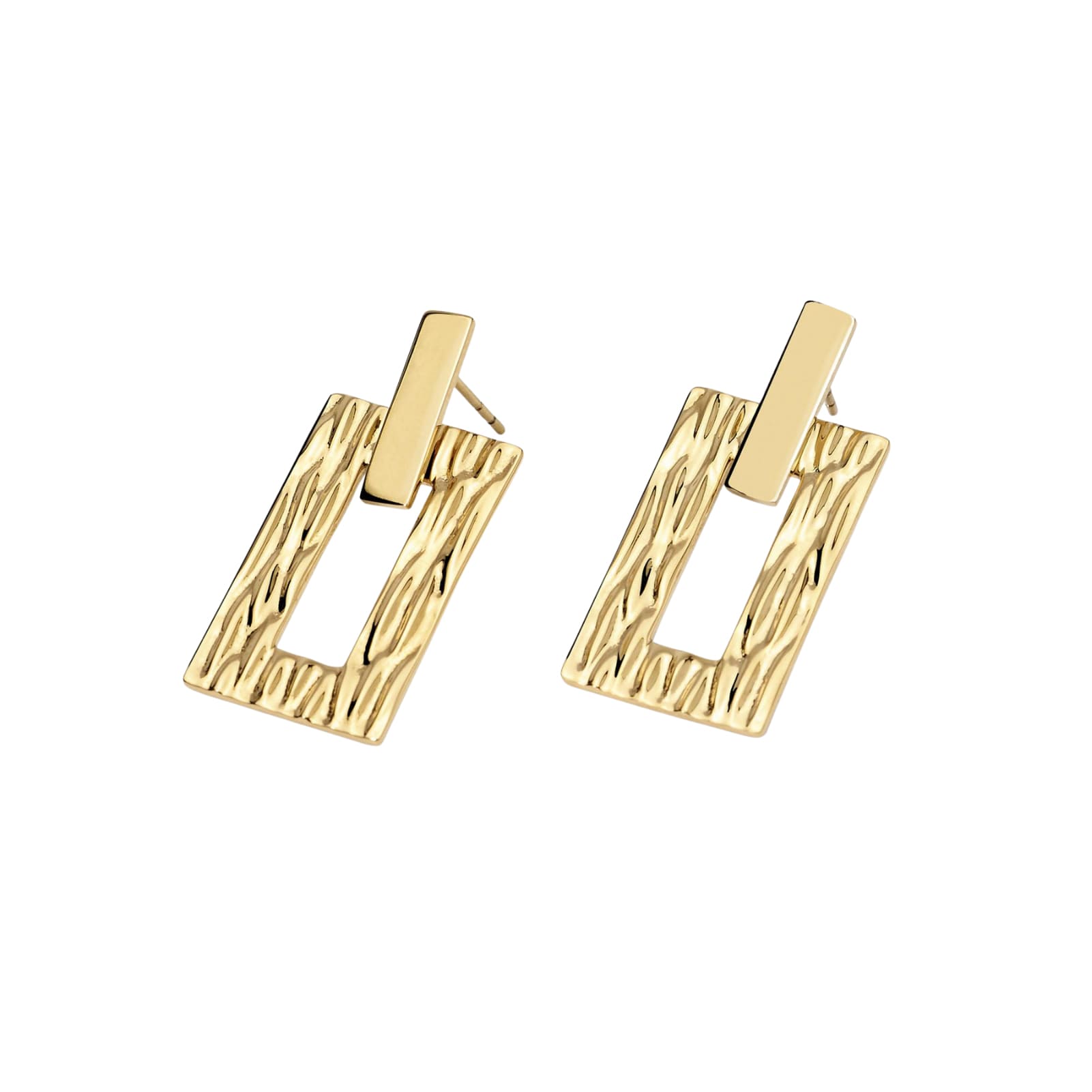 Orecchini pendenti Kidult Style acciaio dorato rettangolari MISURA UNICA