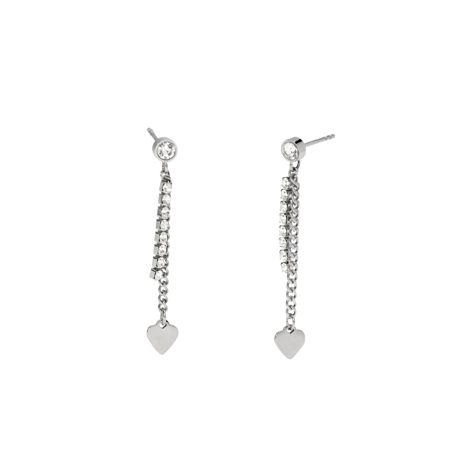 Orecchini pendenti Kidult Style in acciaio cuori e cristalli MISURA UNICA