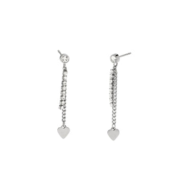 Orecchini pendenti Kidult Style in acciaio cuori e cristalli MISURA UNICA