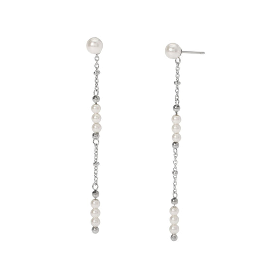 Orecchini pendenti Kidult Style acciaio e perle di conchiglia MISURA UNICA