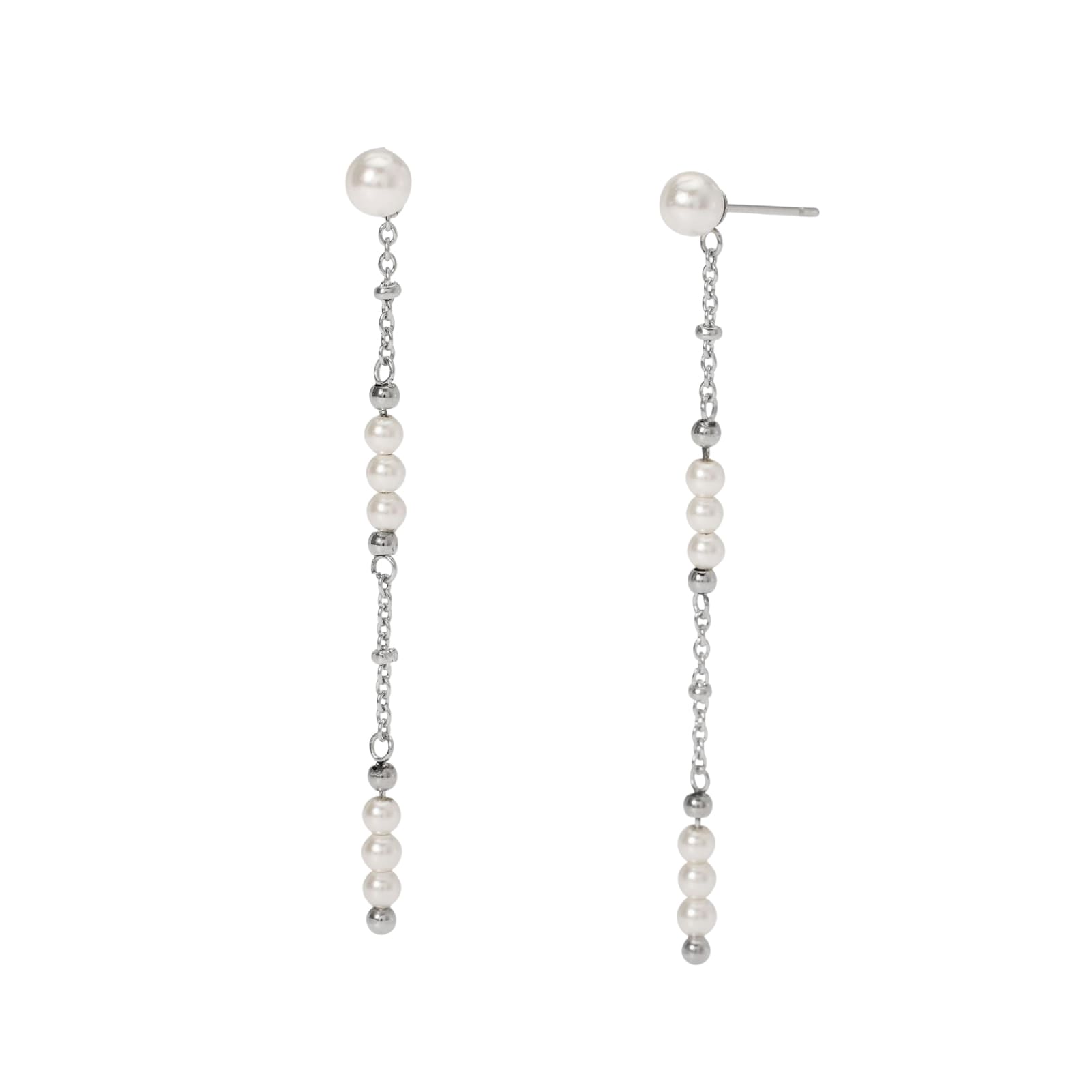 Orecchini pendenti Kidult Style acciaio e perle di conchiglia MISURA UNICA