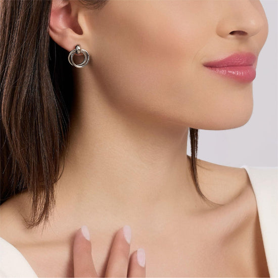 Orecchini Kidult Style donna in acciaio lucido doppio cerchio MISURA UNICA