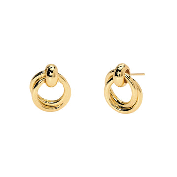 Orecchini Kidult Style donna acciaio dorato doppio cerchio MISURA UNICA