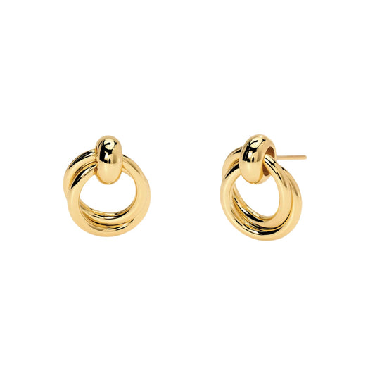 Orecchini Kidult Style donna acciaio dorato doppio cerchio MISURA UNICA