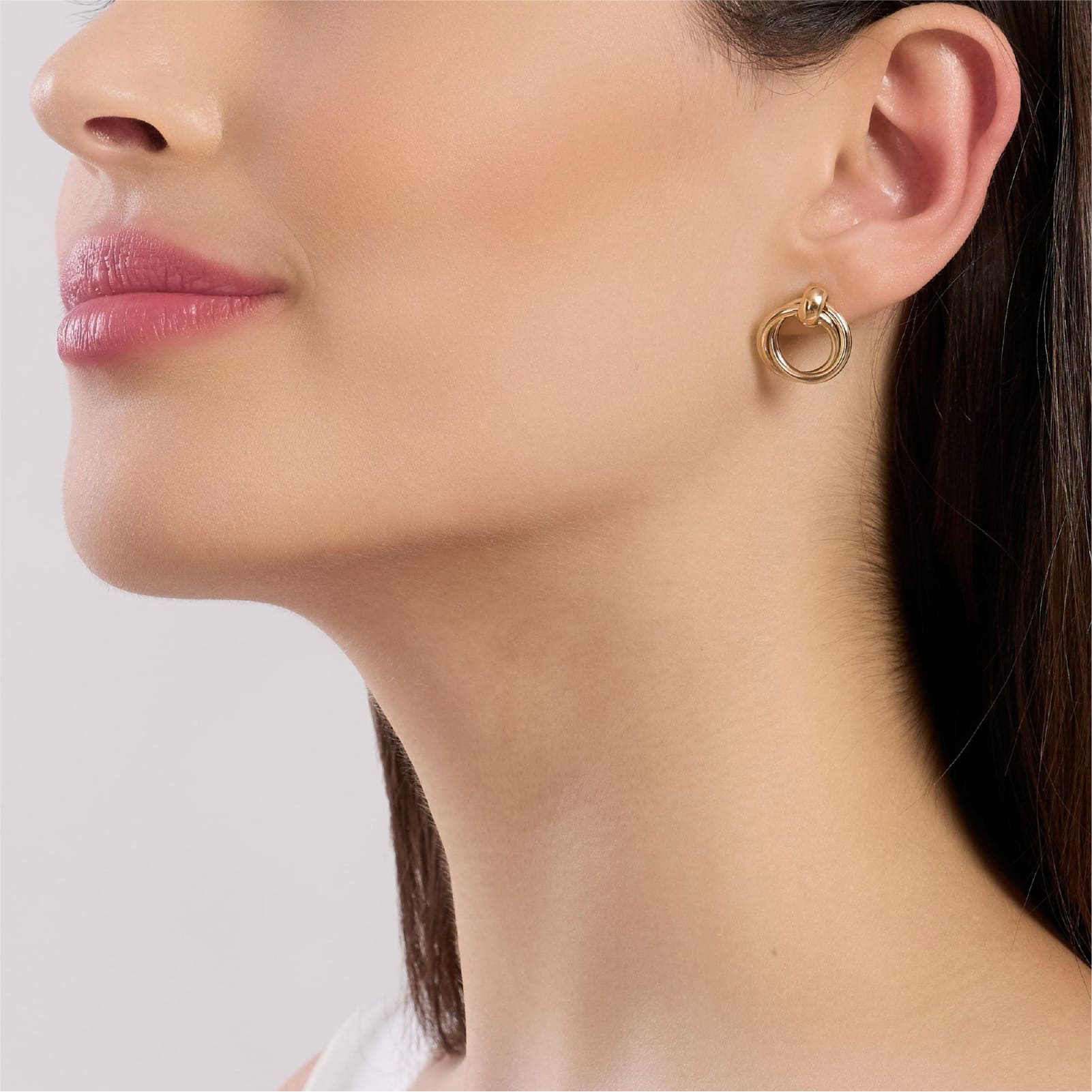 Orecchini Kidult Style donna acciaio dorato doppio cerchio MISURA UNICA