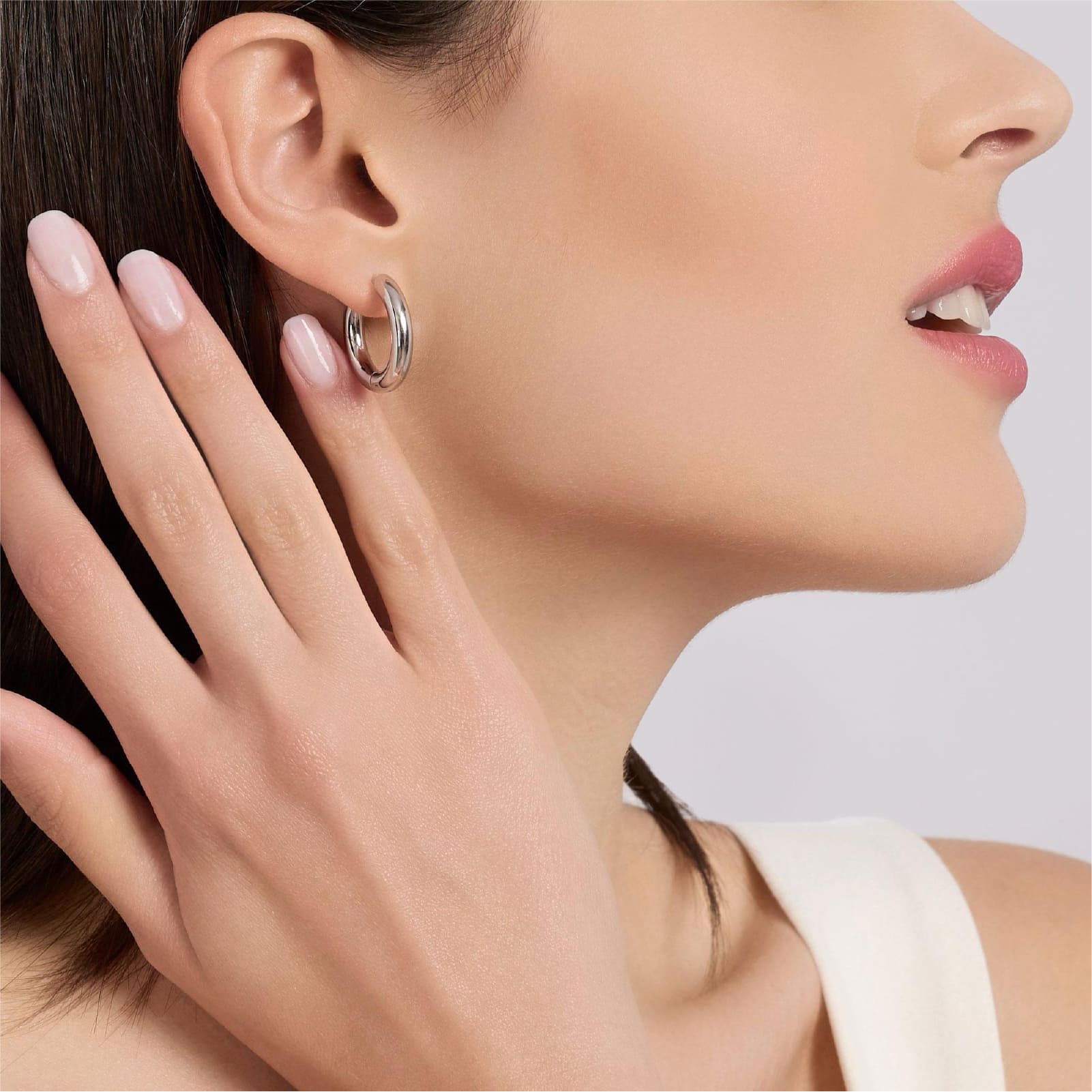 Orecchini a cerchio Kidult Style da donna in acciaio lucido MISURA UNICA