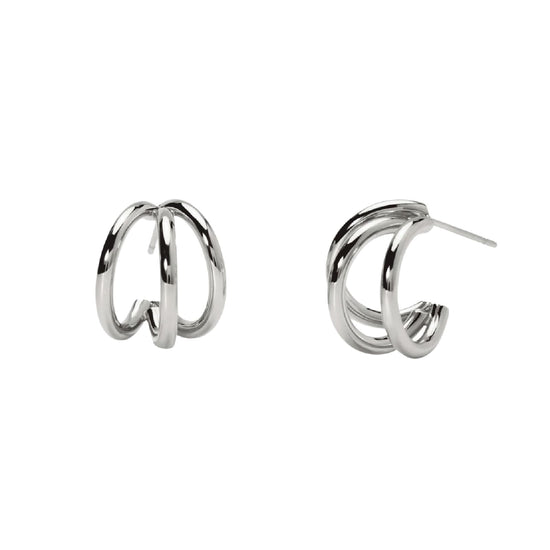 Orecchini Kidult Style da donna in acciaio con tre cerchi MISURA UNICA