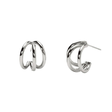 Orecchini Kidult Style da donna in acciaio con tre cerchi MISURA UNICA
