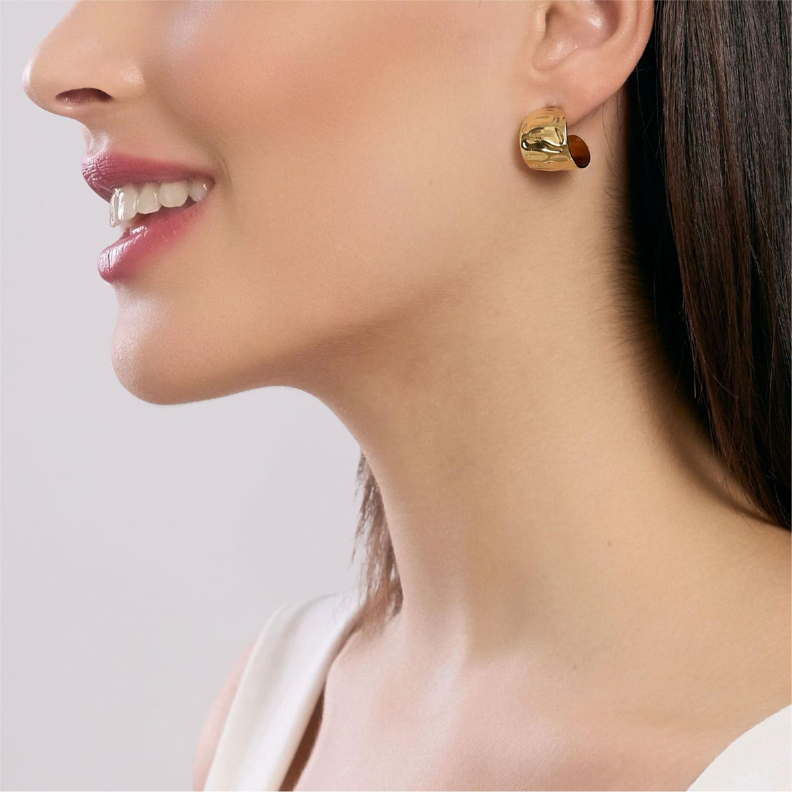 Orecchini Kidult Style donna acciaio dorato cerchi martellati MISURA UNICA