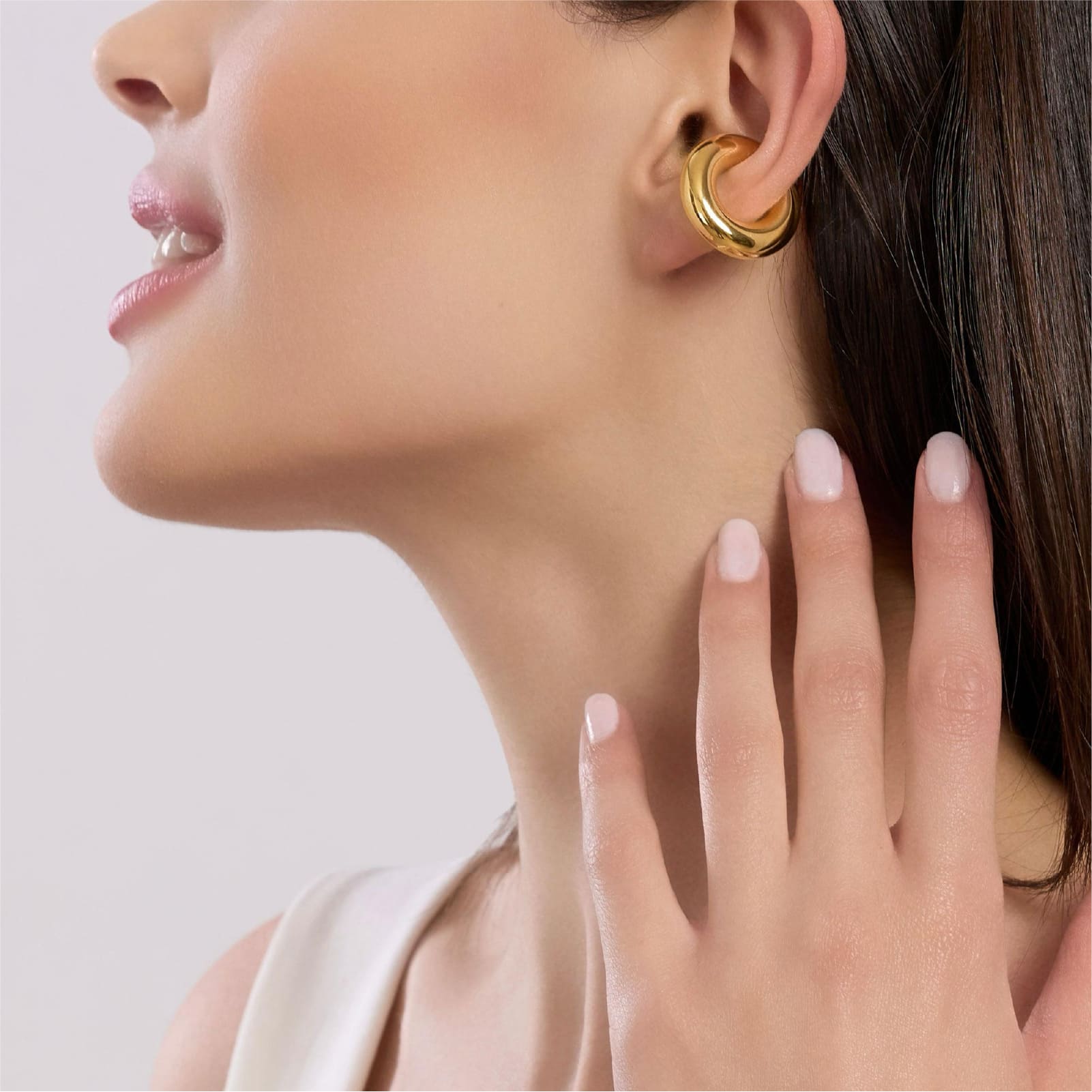 Earcuff grande Kidult Style donna in acciaio dorato lucido MISURA UNICA