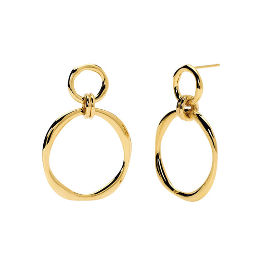 Orecchini pendenti Kidult Style donna cerchi acciaio dorato MISURA UNICA