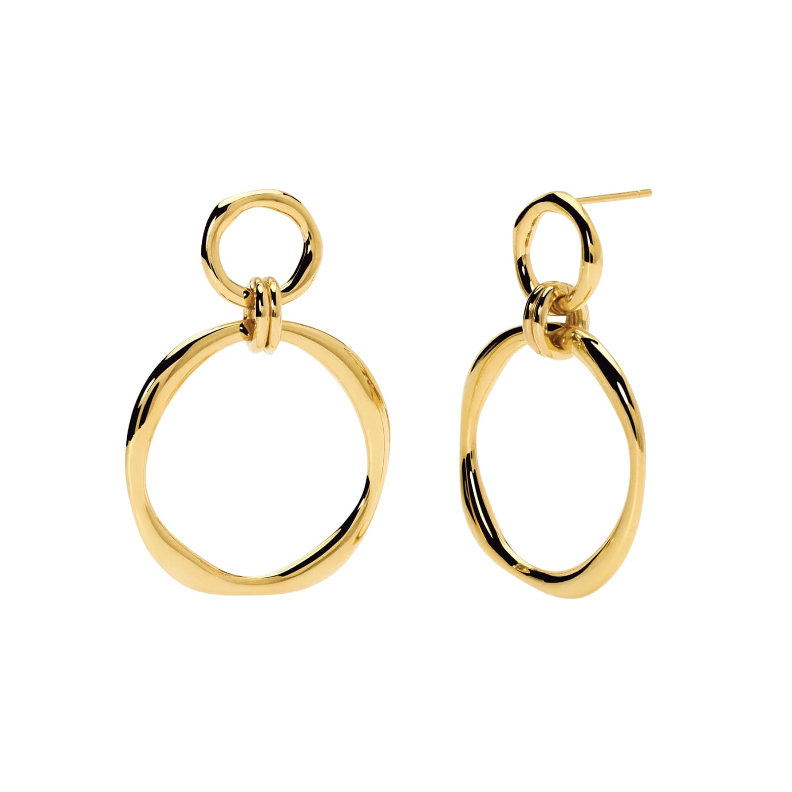 Orecchini pendenti Kidult Style donna cerchi acciaio dorato MISURA UNICA