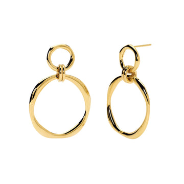 Orecchini pendenti Kidult Style donna cerchi acciaio dorato MISURA UNICA