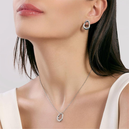 Orecchini Kidult Style da donna in acciaio forma ovale MISURA UNICA