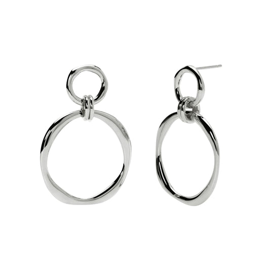 Orecchini pendenti Kidult Style donna due cerchi in acciaio MISURA UNICA