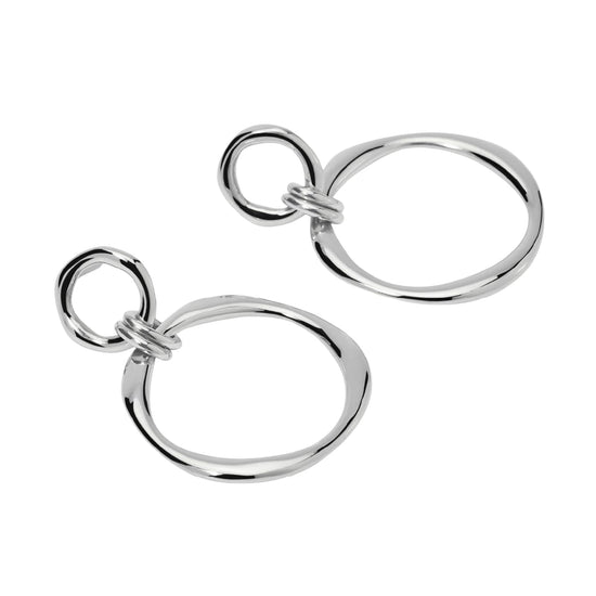 Orecchini pendenti Kidult Style donna due cerchi in acciaio MISURA UNICA