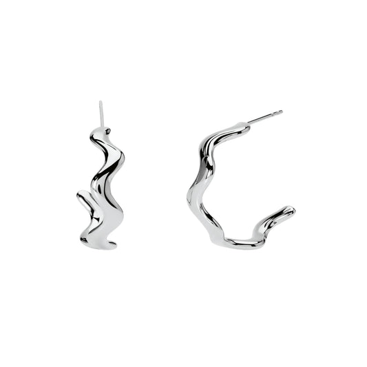 Orecchini a cerchio Kidult Style in acciaio ondulati MISURA UNICA