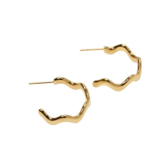Orecchini a cerchio Kidult Style in acciaio pvd oro ondulati MISURA UNICA