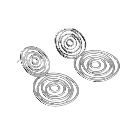 Orecchini pendenti Kidult Style in acciaio doppio vortice MISURA UNICA