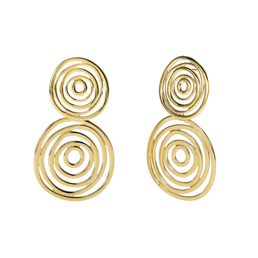 Orecchini pendenti Kidult Style in acciaio pvd oro con vortice MISURA UNICA